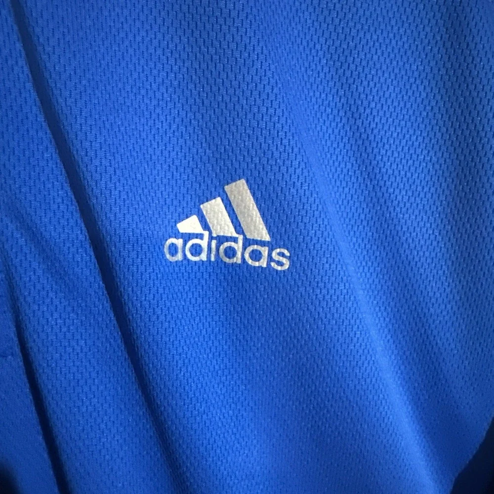 Adidas Men's Large Long Sleeve Blue Athletic‎ Shirt 1/4 Zip Front